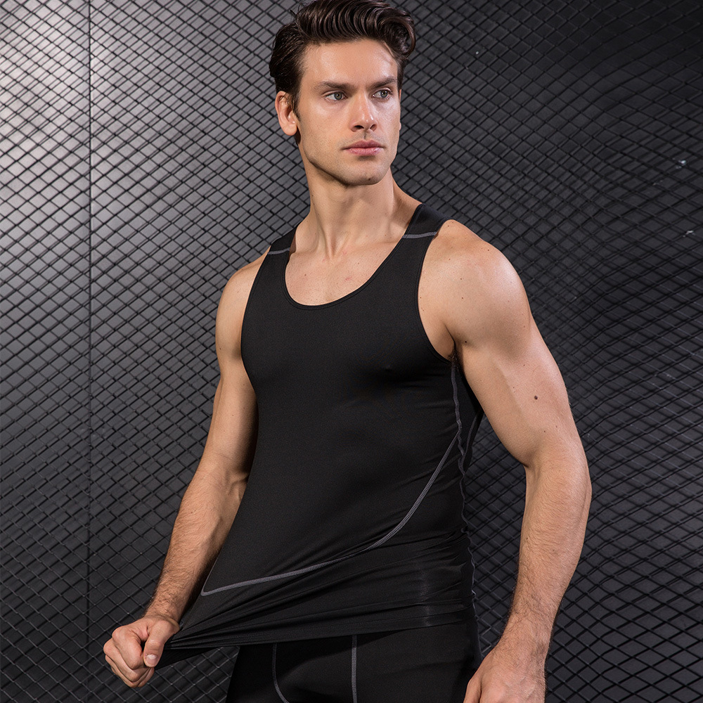 Men Black Sport Skinny Vest Ti - T Shirt Tight Fit recension och pris