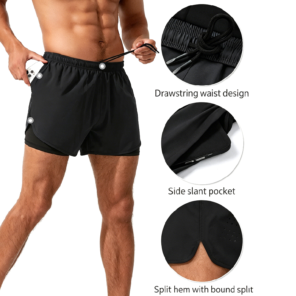1PCS Mens 2 in 1 Running Short - Compression Shorts Athletes recension och pris